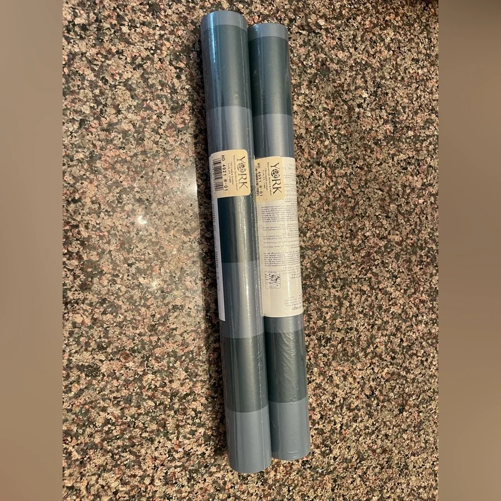 York Wall covering 2 Double Rolls HD4921R-01 Dark Green/Grayish Blue Stripes